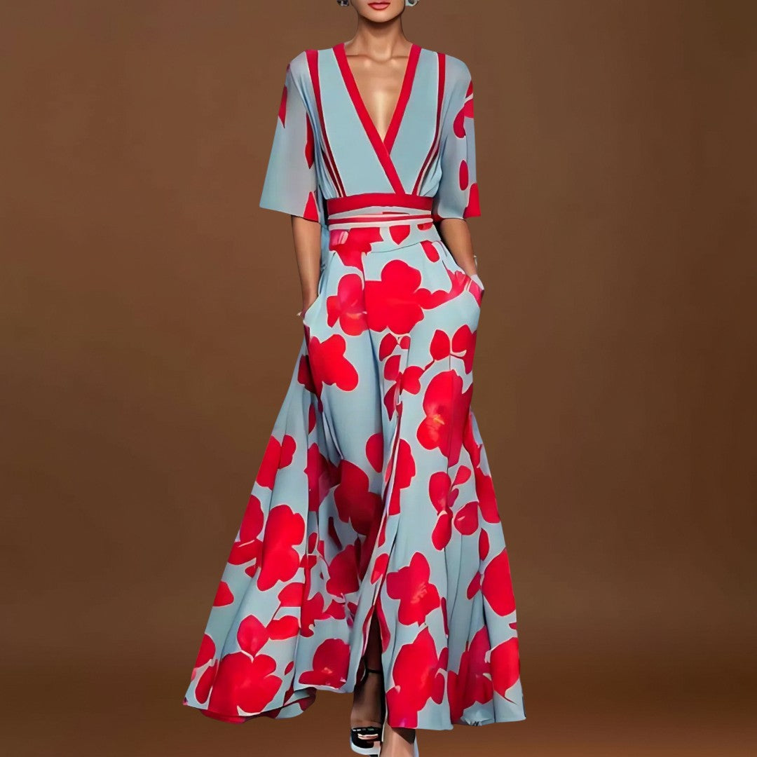 Tália - Elegáns ruha virágmintákkal