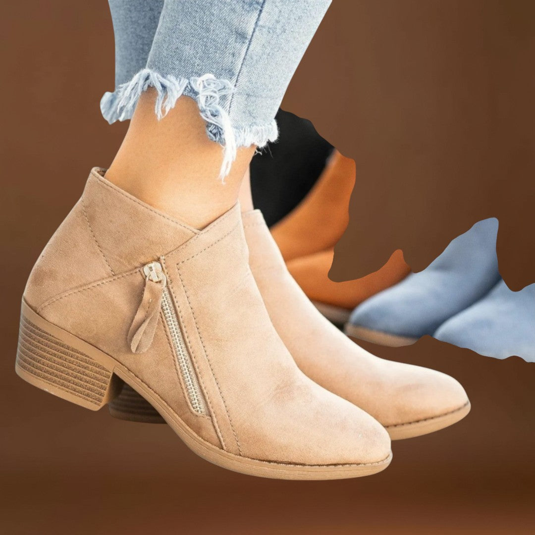 Frója - Széles sarkú velúr csizma