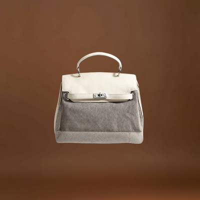 Boriska - Vászon táska tehénbőrből