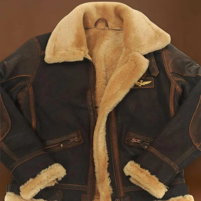 Mészáros - Vintage Bőr Bomber Kabát Bélelt