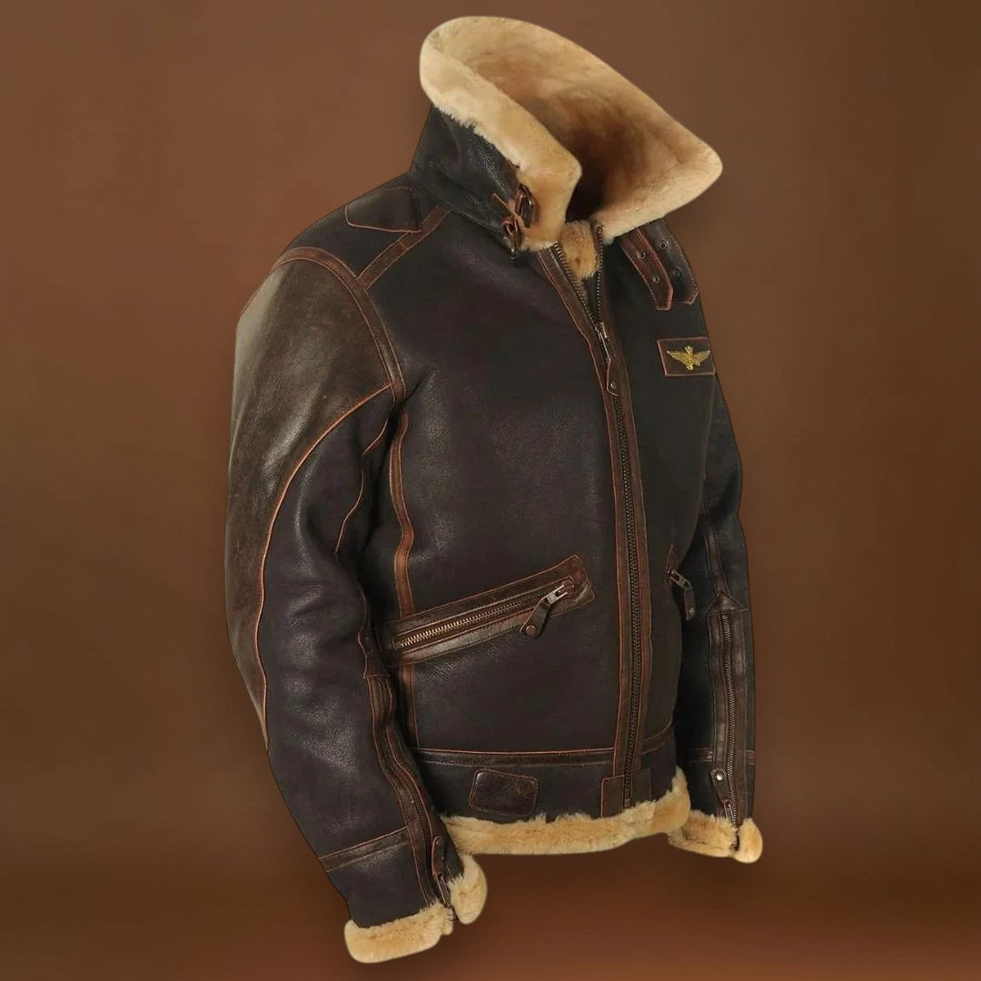 Mészáros - Vintage Bőr Bomber Kabát Bélelt