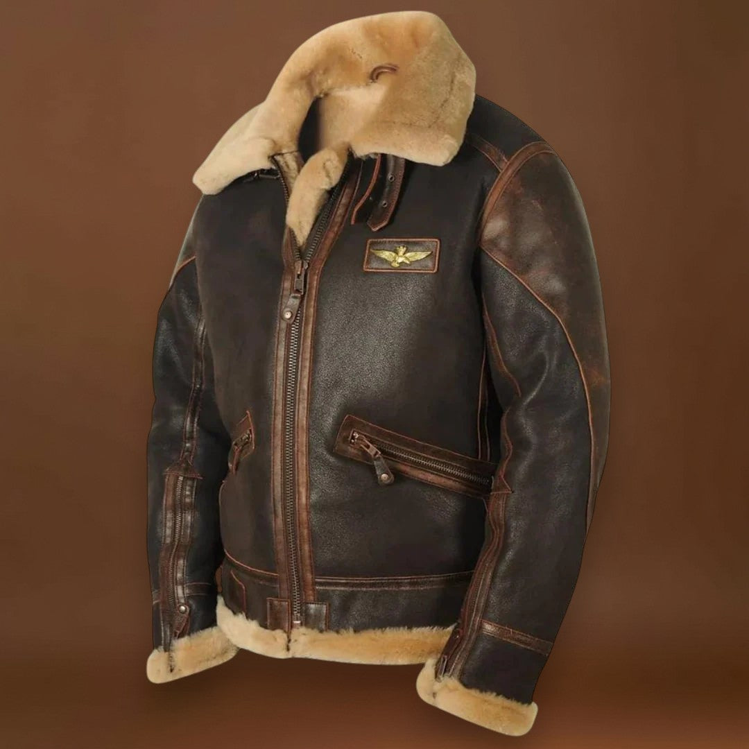 Mészáros - Vintage Bőr Bomber Kabát Bélelt