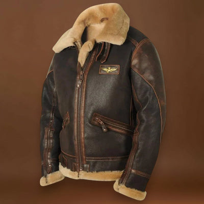 Mészáros - Vintage Bőr Bomber Kabát Bélelt