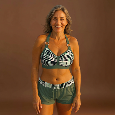 Juliana - Magas derekú bikini bordázott