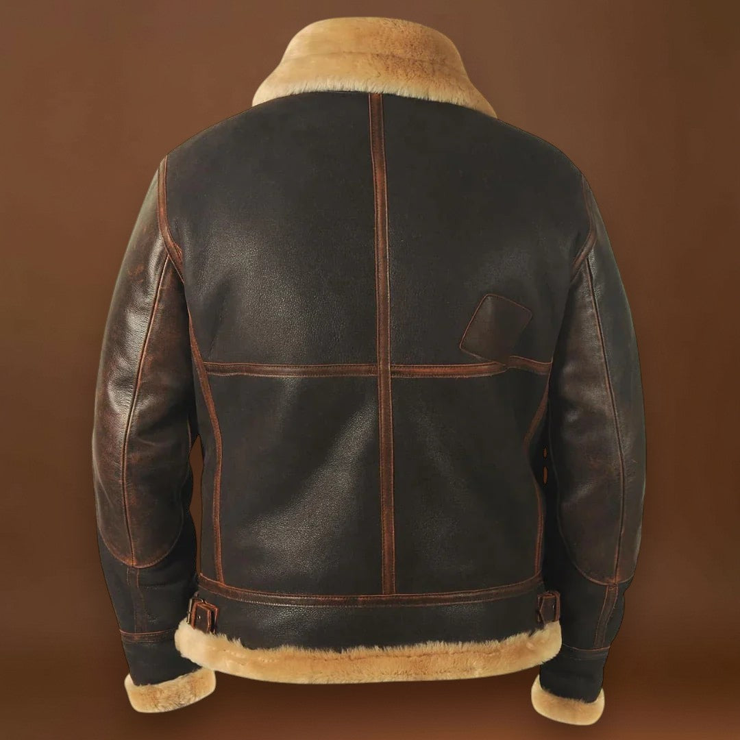 Mészáros - Vintage Bőr Bomber Kabát Bélelt