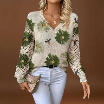 Adréa - Virágmintás kötött pulóver