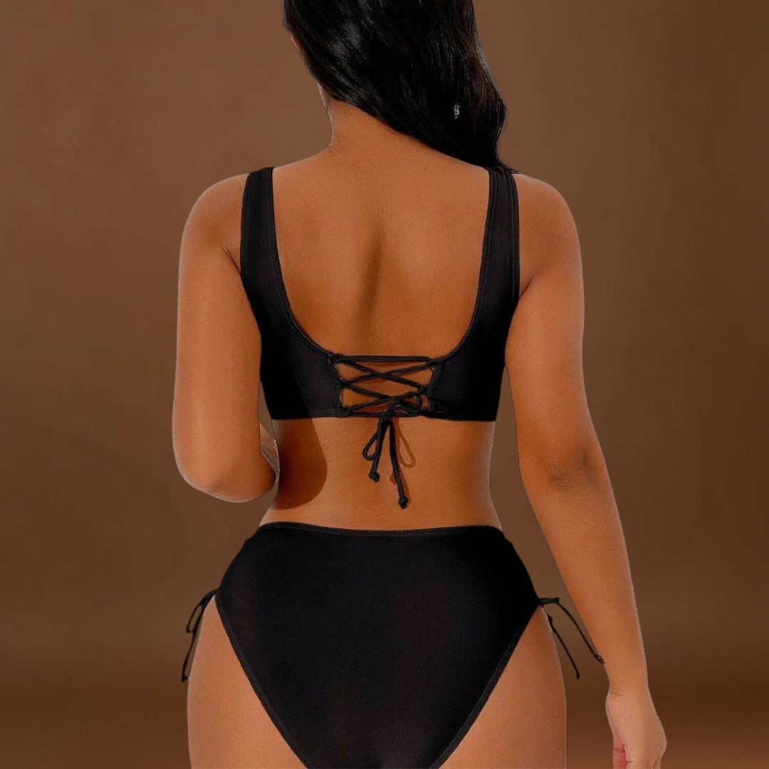 Helena - Magas Derékú Bikini Keresztpántos Topal