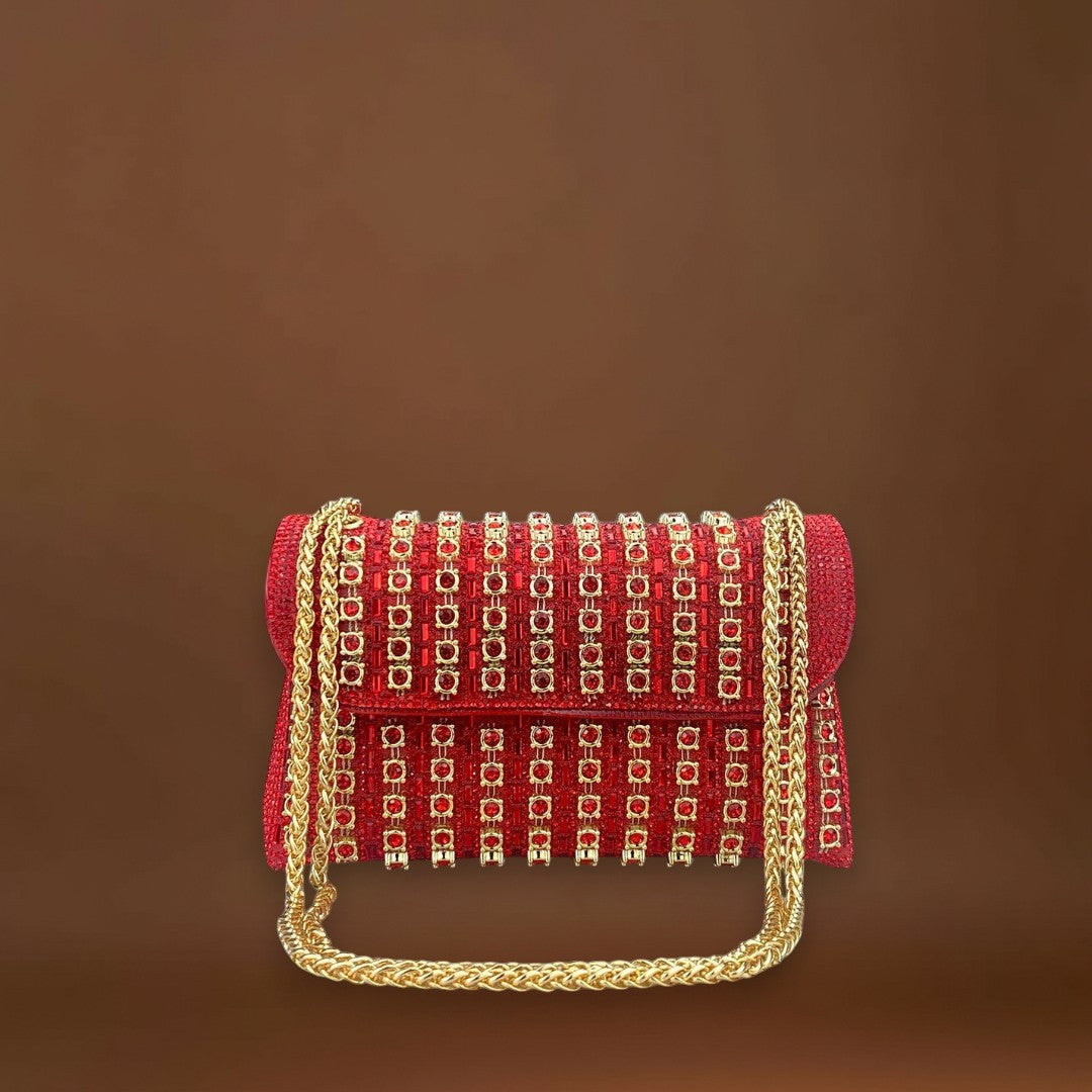 Bertina - Elegáns válltáska lánccal és színes gyémántokkal