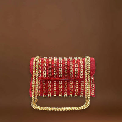 Bertina - Elegáns válltáska lánccal és színes gyémántokkal