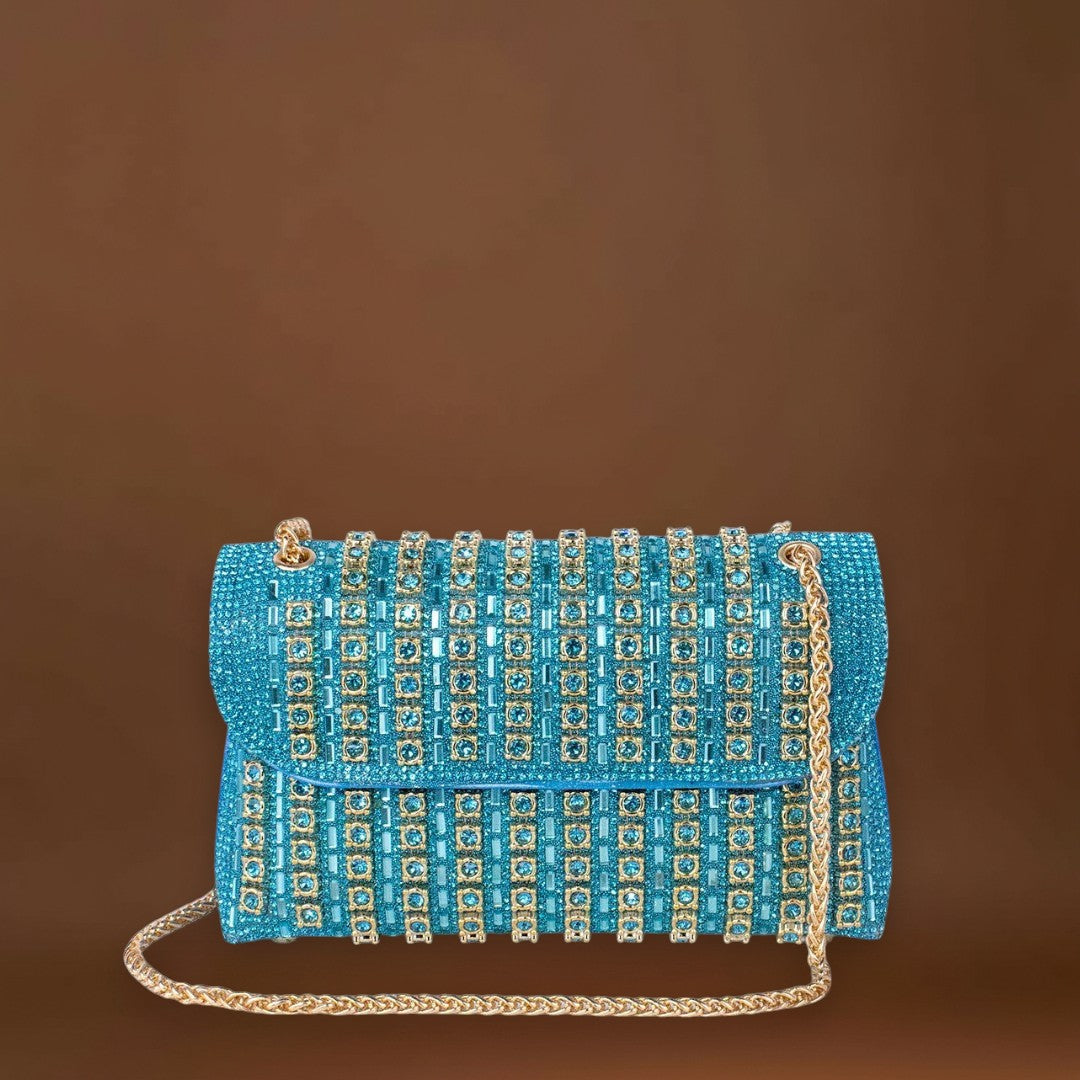 Bertina - Elegáns válltáska lánccal és színes gyémántokkal