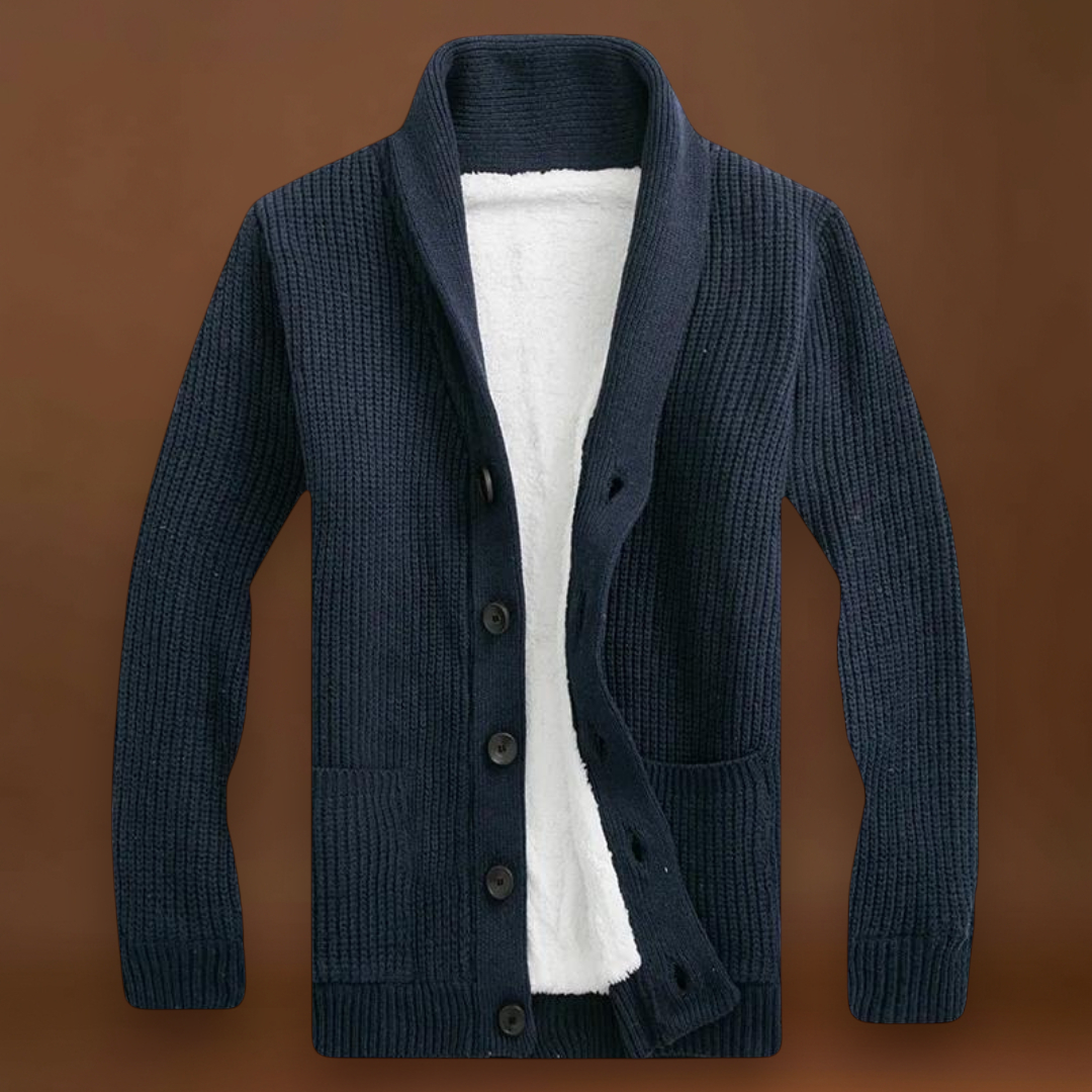 Etele - Kényelmes Fleece Cardigan Sálgallérral
