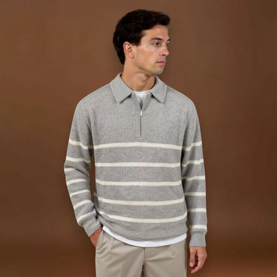 Bence - Fél cipzáros csíkos pulóver