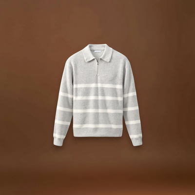 Bence - Fél cipzáros csíkos pulóver