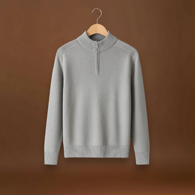 Pulóver - Fél cipzárral, magas gallérral és rugalmas anyaggal
