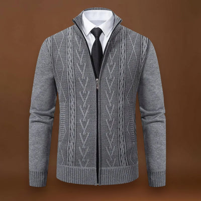 Gellért - Kötött Pulóver Elülső Cipzárral és Bordás Szegéllyel