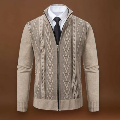 Gellért - Kötött Pulóver Elülső Cipzárral és Bordás Szegéllyel