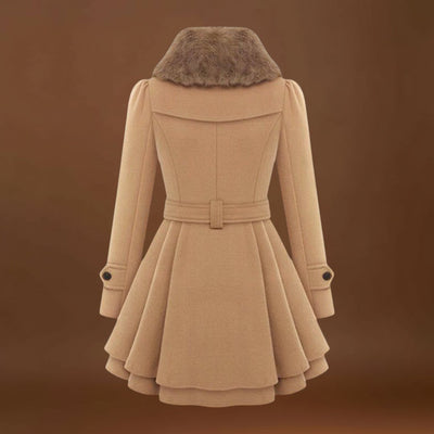 Kirilla - Elegáns Kabát Műszőrme Gallérral