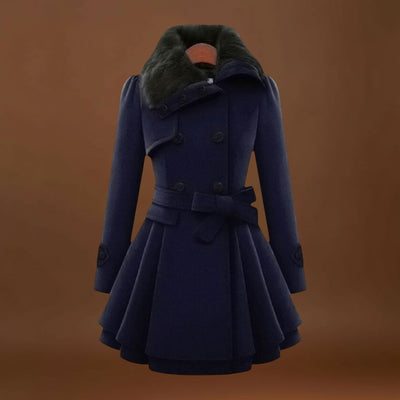 Kirilla - Elegáns Kabát Műszőrme Gallérral