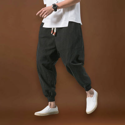 Halászfi - Kényelmes pamut harem nadrág Fekete