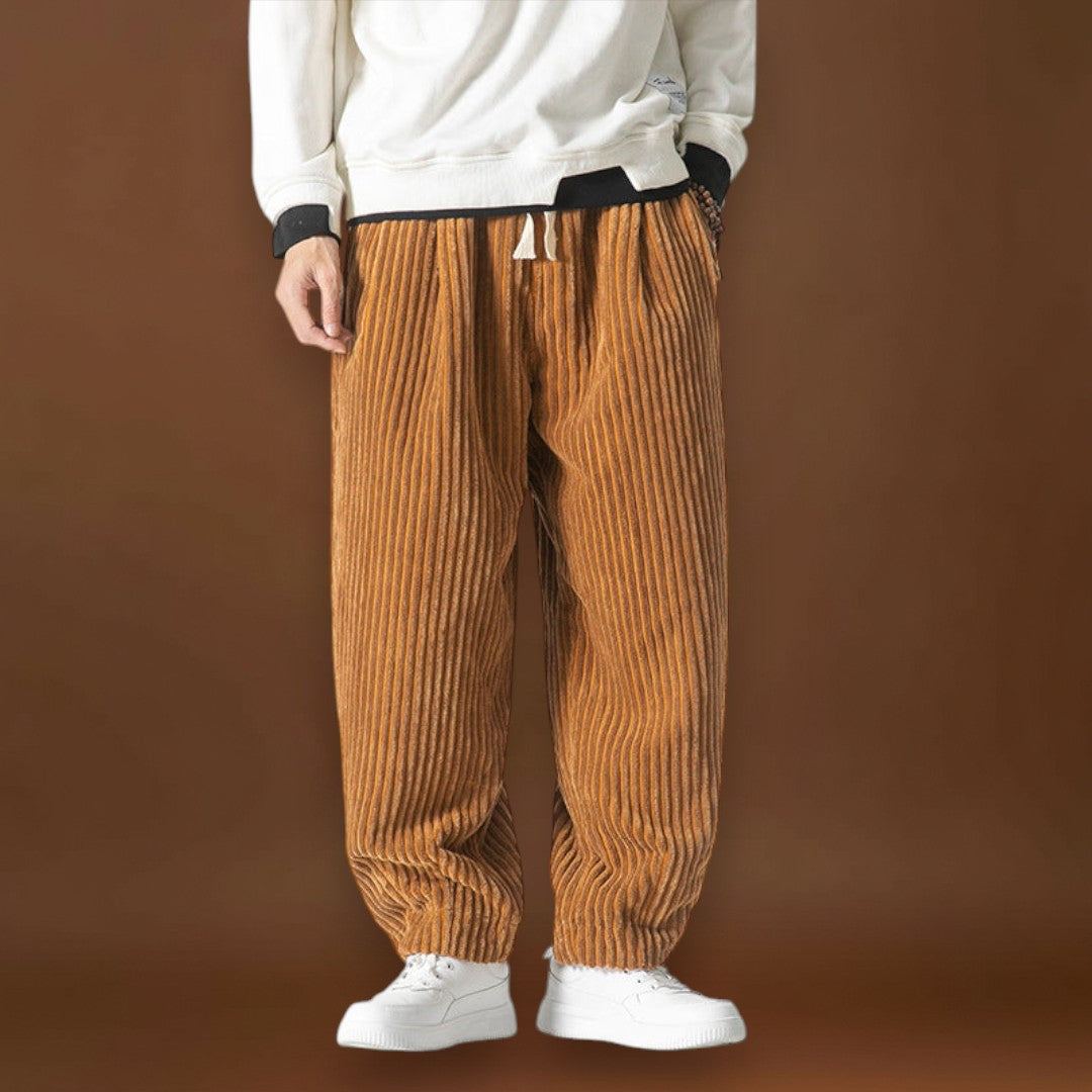 Gerváz - Csíkos bársonynadrág szürke és tengerészkék