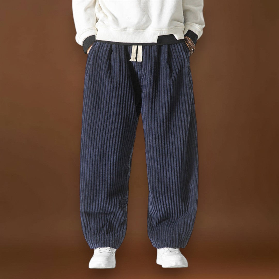 Gerváz - Csíkos bársonynadrág szürke és tengerészkék