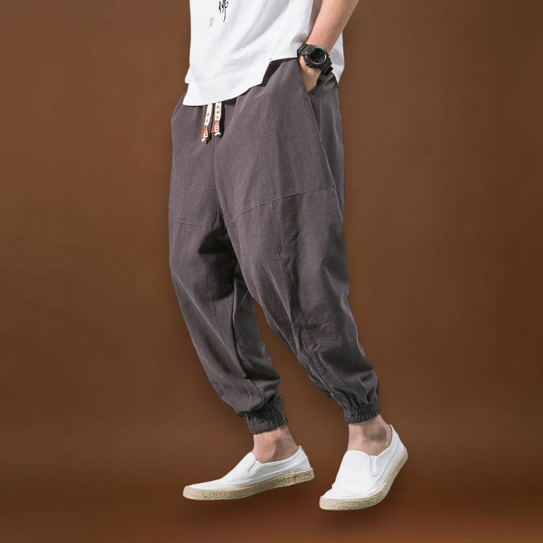 Halászfi - Kényelmes pamut harem nadrág Fekete