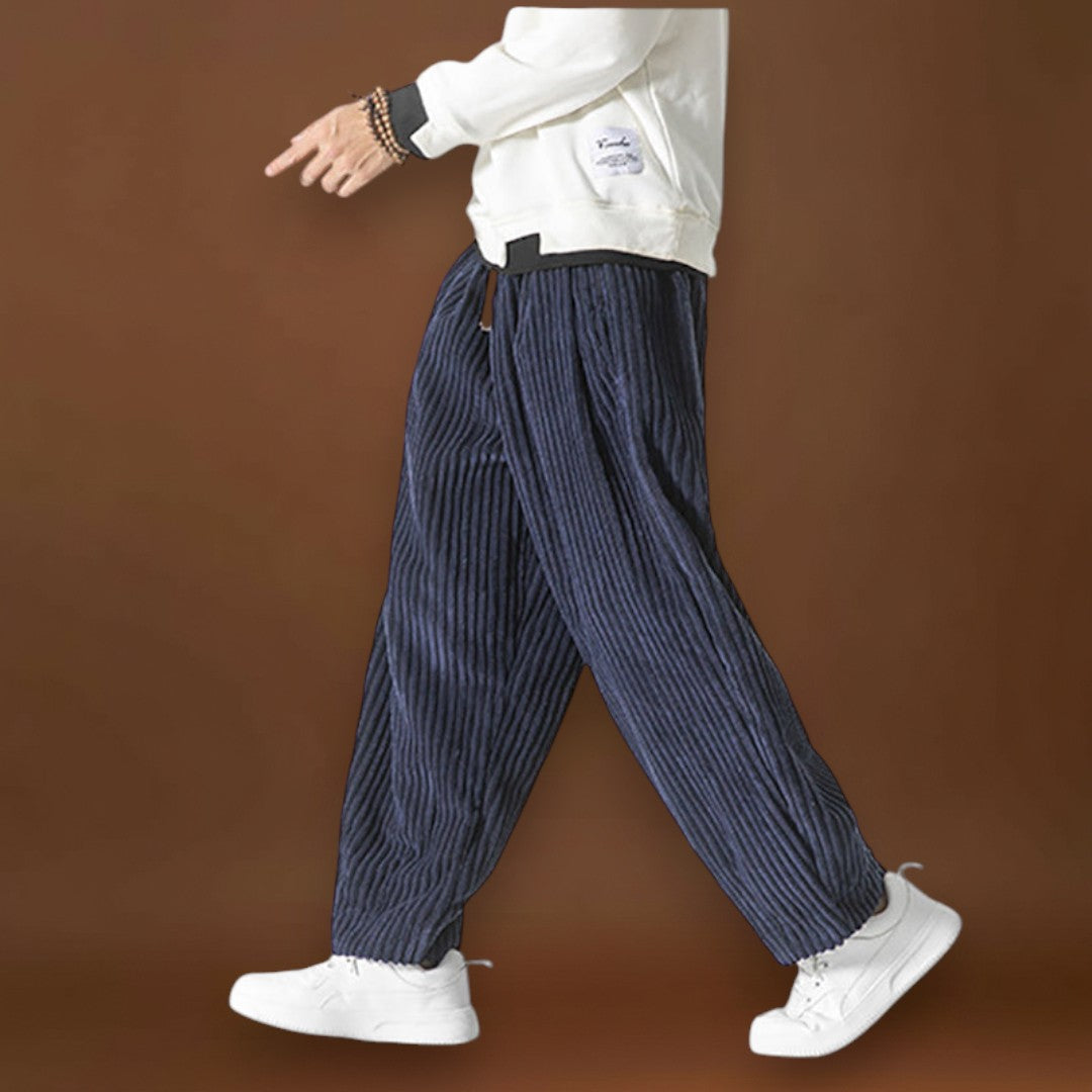 Gerváz - Csíkos bársonynadrág szürke és tengerészkék