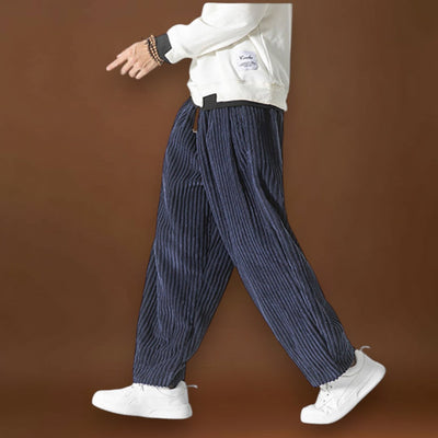 Gerváz - Csíkos bársonynadrág szürke és tengerészkék