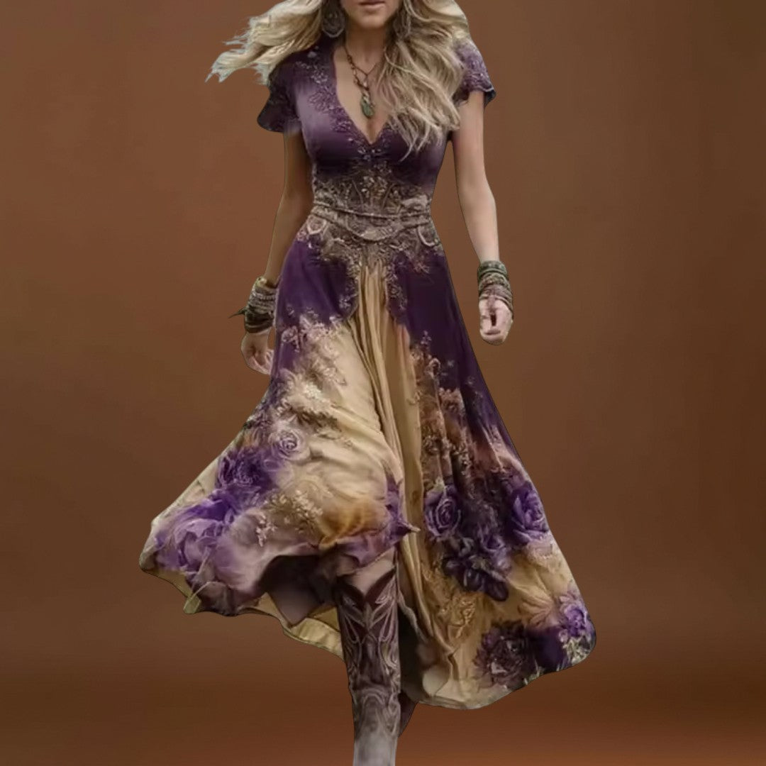 Szabina - Virágmintás, testhezálló és folyékony ruha