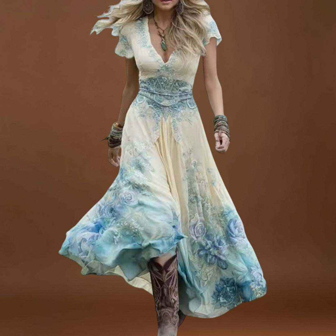 Napsugár - Virágmintás, testhezálló és folyékony ruha