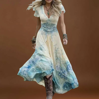 Napsugár - Virágmintás, testhezálló és folyékony ruha