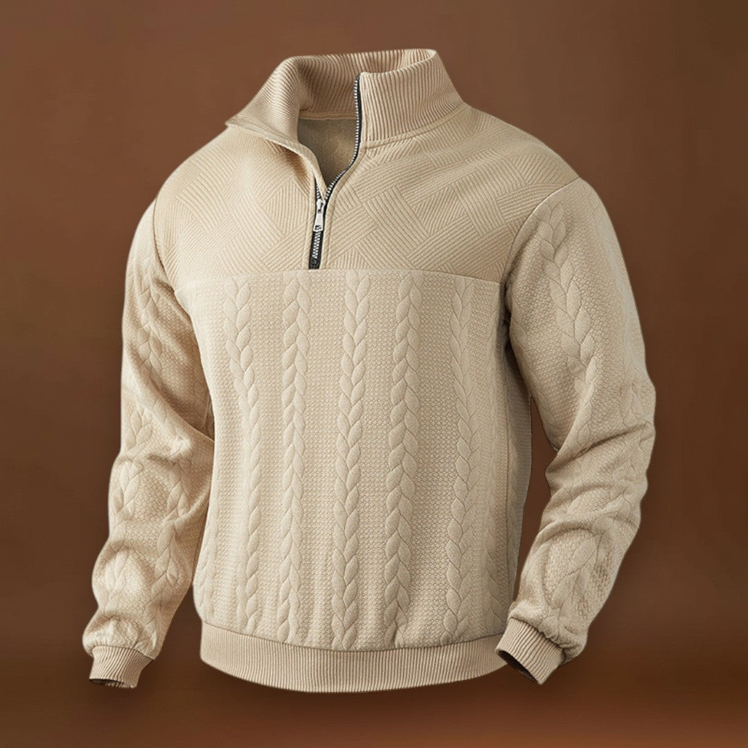 Erik - Fél-Zippes Pulóver Légáteresztő Mikrofinom Szövet