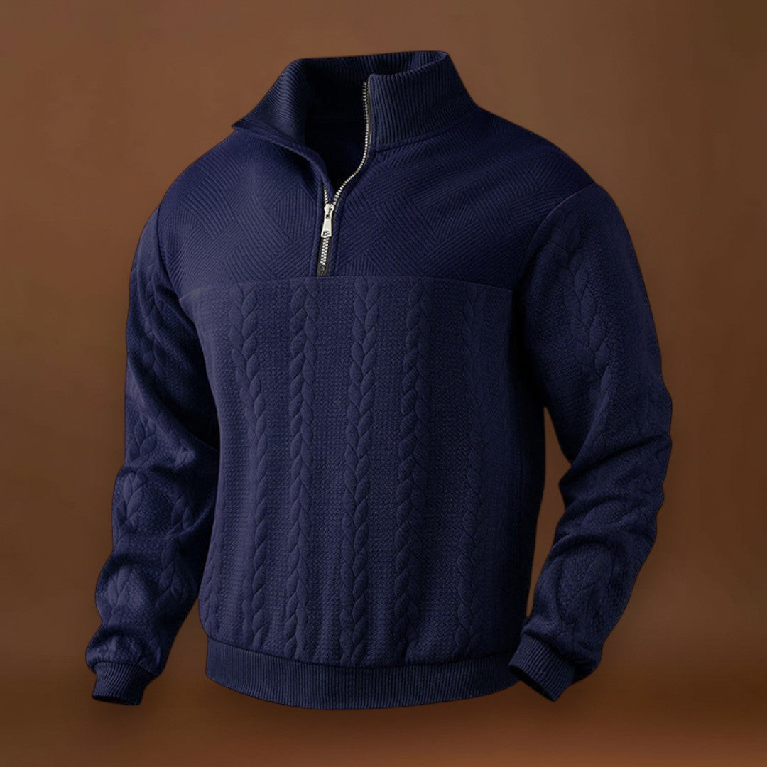 Erik - Fél-Zippes Pulóver Légáteresztő Mikrofinom Szövet