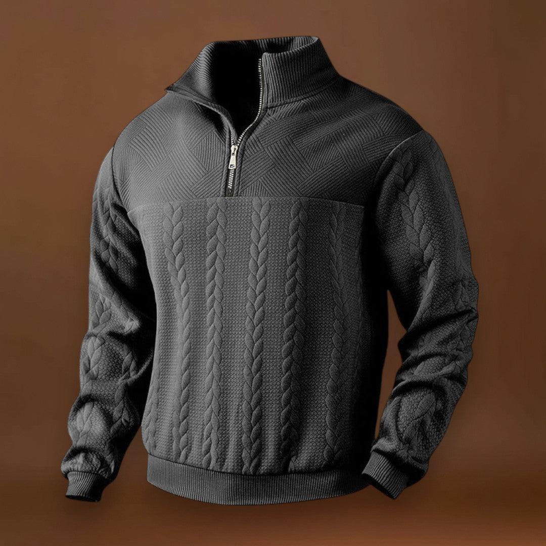 Erik - Fél-Zippes Pulóver Légáteresztő Mikrofinom Szövet