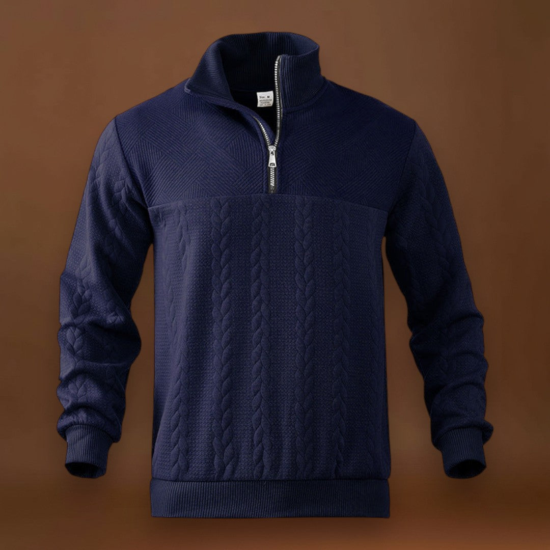 Erik - Fél-Zippes Pulóver Légáteresztő Mikrofinom Szövet