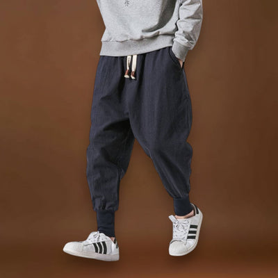 Fűzér- Kényelmes pamut harem nadrág Fekete