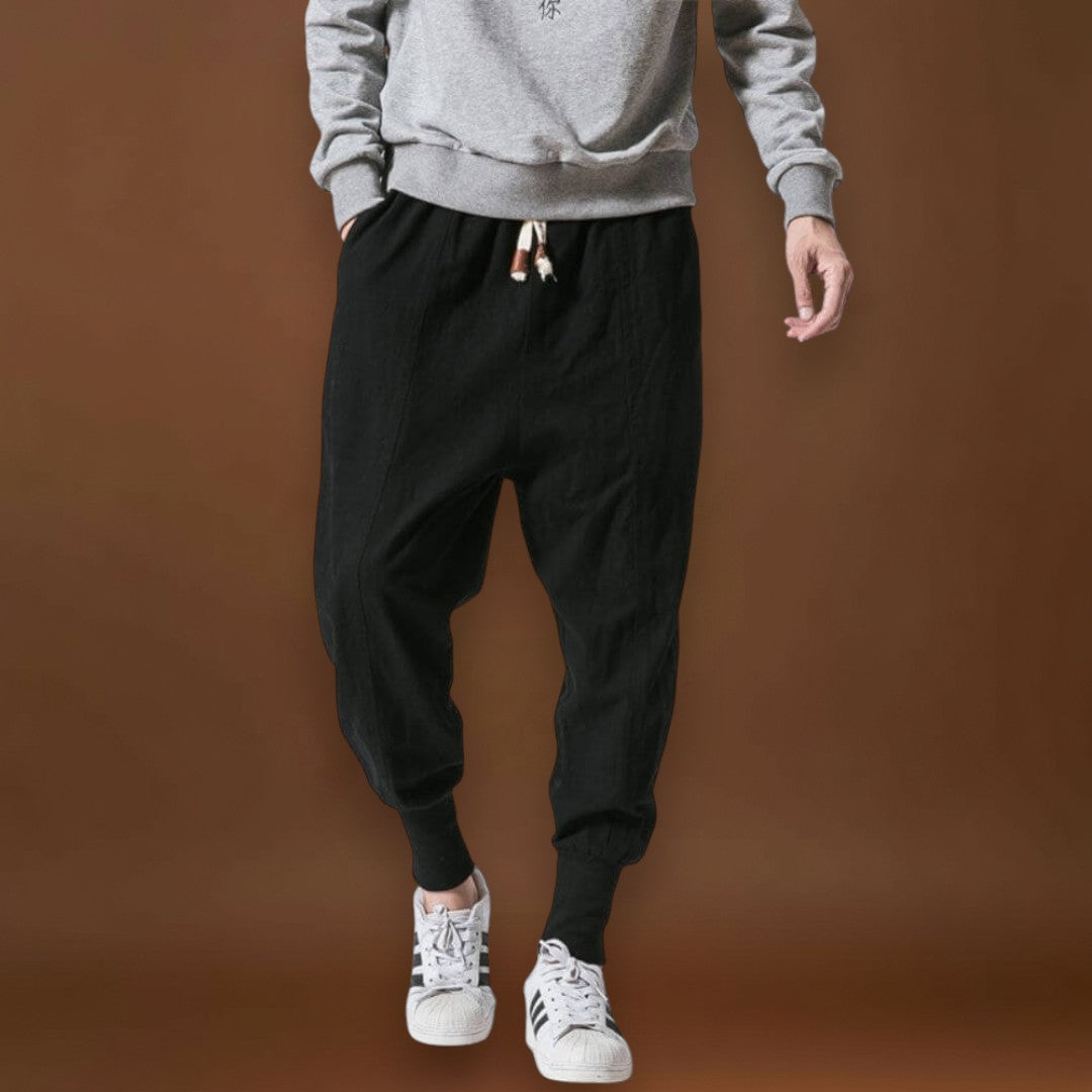 Fűzér- Kényelmes pamut harem nadrág Fekete