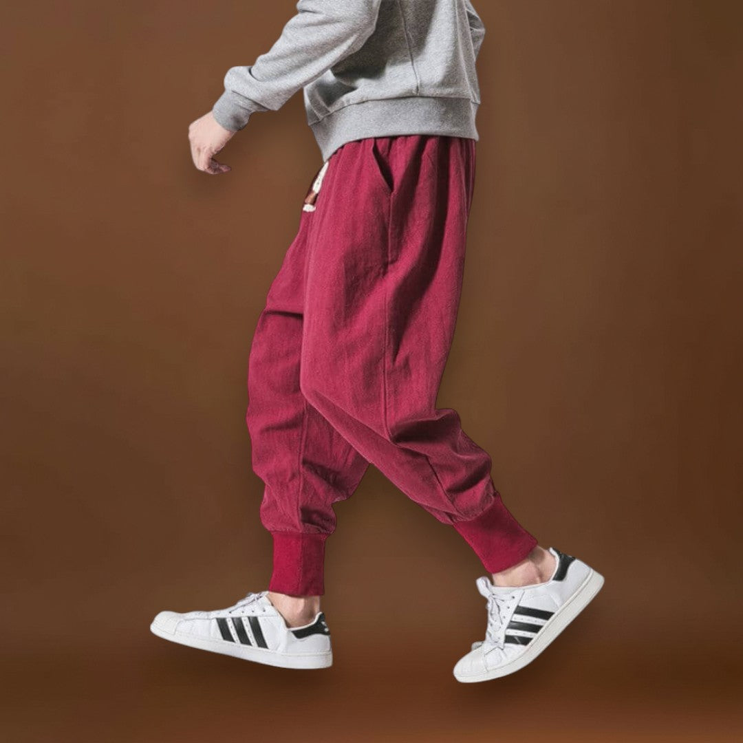 Fűzér- Kényelmes pamut harem nadrág Fekete