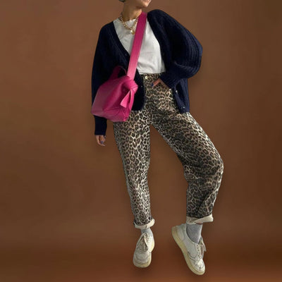Izóra - Vintage farmernadrág leopárdmintával