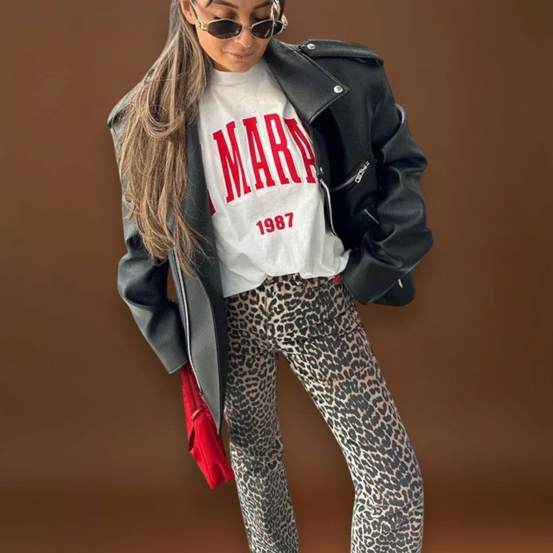 Izóra - Vintage farmernadrág leopárdmintával