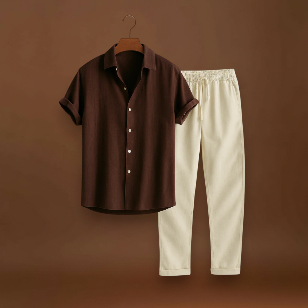 Póló és Nadrág Szett – Rövid Ujjú Póló és Rugalmas Derék