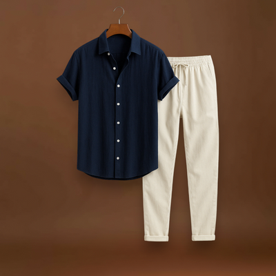 Póló és Nadrág Szett – Rövid Ujjú Póló és Rugalmas Derék