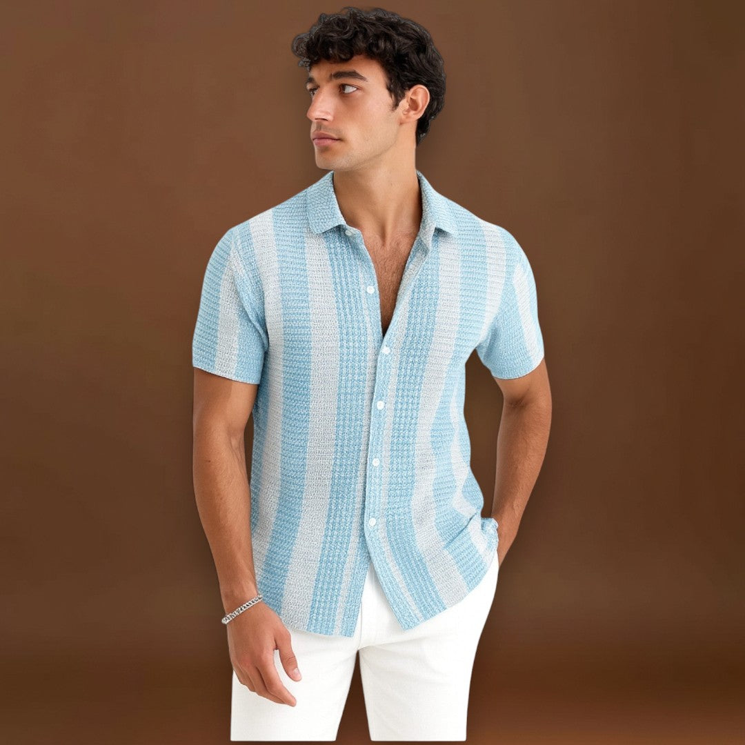 Emánuel – Elülső Gombos Könnyű Csíkos Anyag és Lélegző Illeszkedés