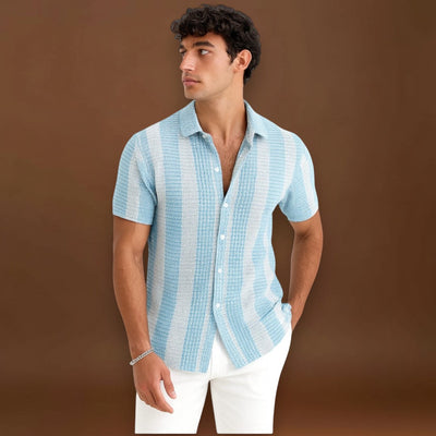 Emánuel – Elülső Gombos Könnyű Csíkos Anyag és Lélegző Illeszkedés