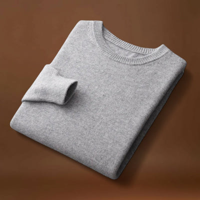 Áron - Keverék Kötött Kerek Nyakú Pulóver Közepes Melegséggel