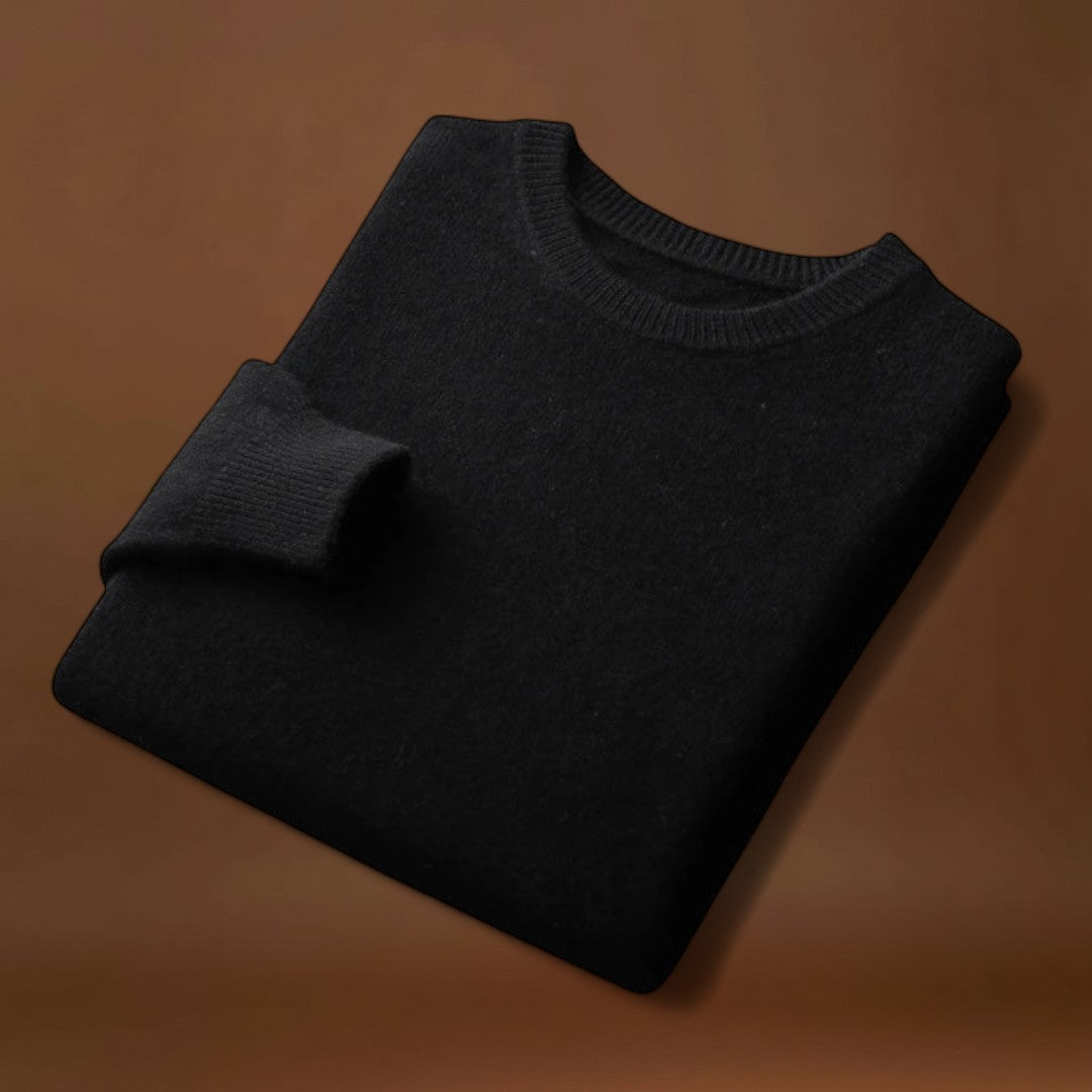 Áron - Keverék Kötött Kerek Nyakú Pulóver Közepes Melegséggel