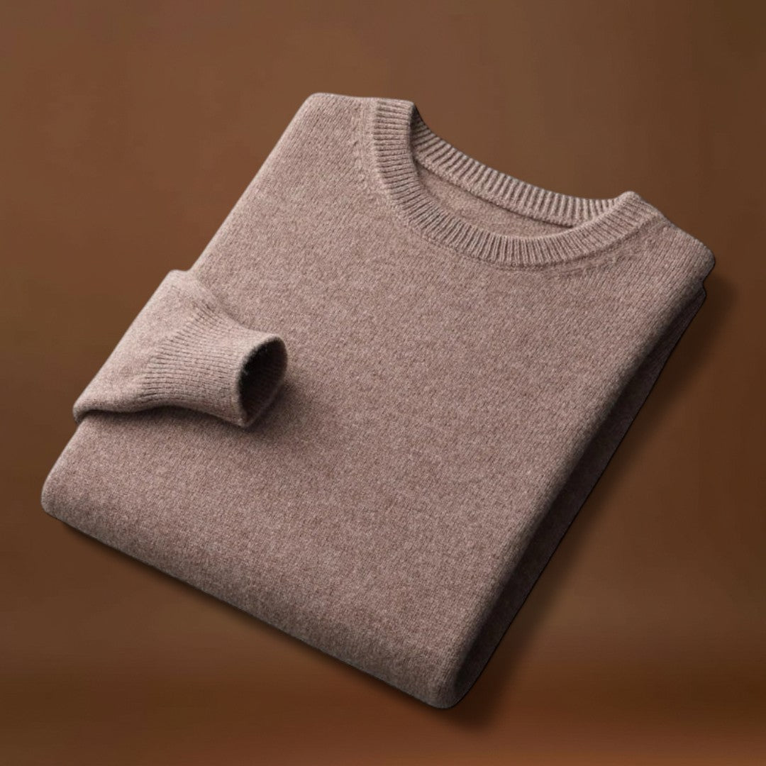 Áron - Keverék Kötött Kerek Nyakú Pulóver Közepes Melegséggel