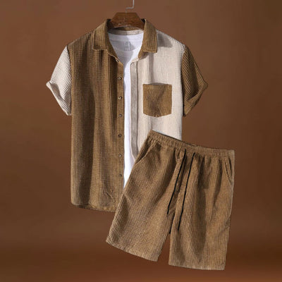 Két darabos szett – Waffle ing és zsinóros rövidnadrág