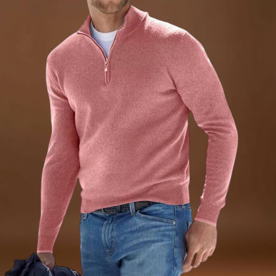 Vincek - Kényelmes Cipzáras Kötött Pulóver