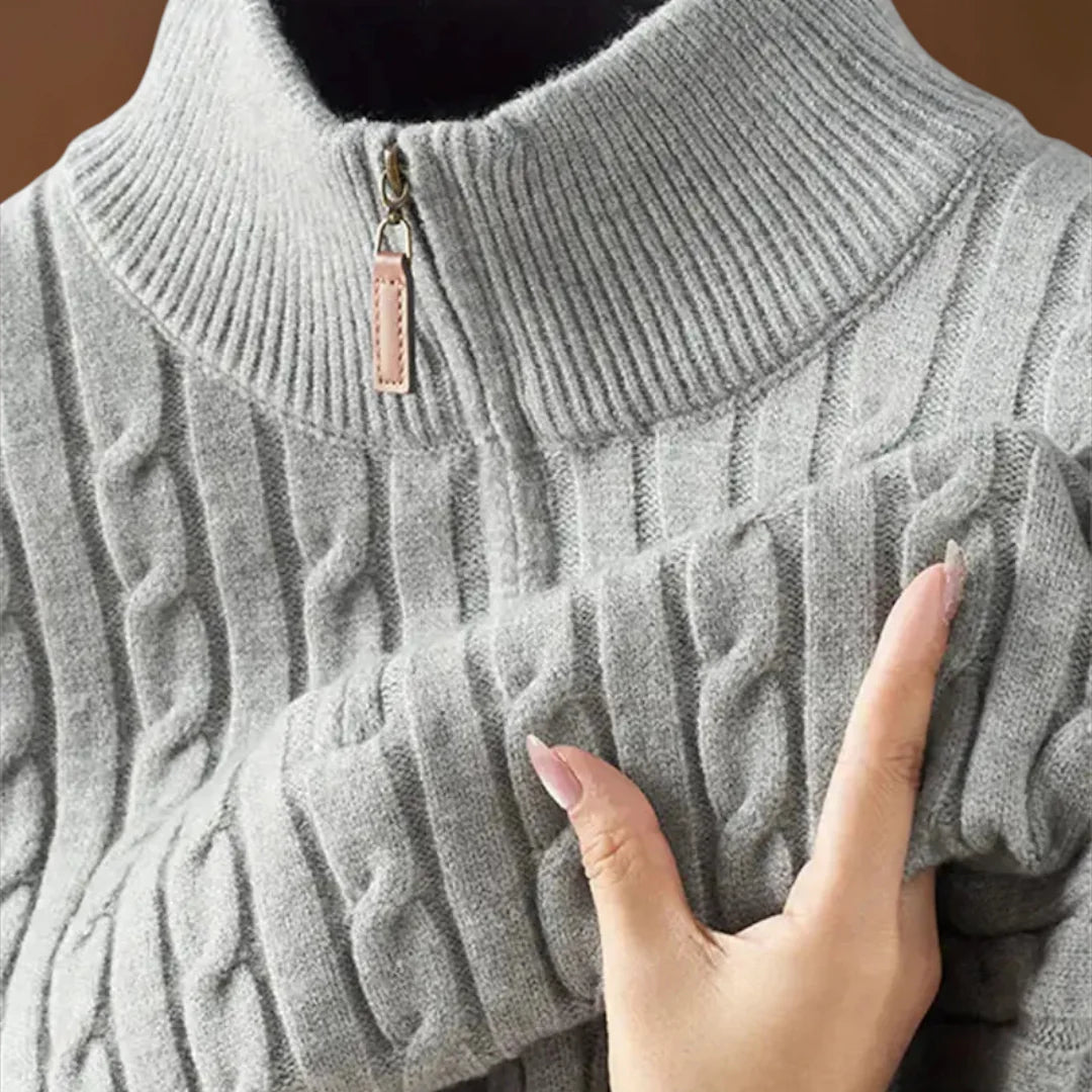 Győző - Cipzáras Pulóver Keverékanyag Ultra Puha